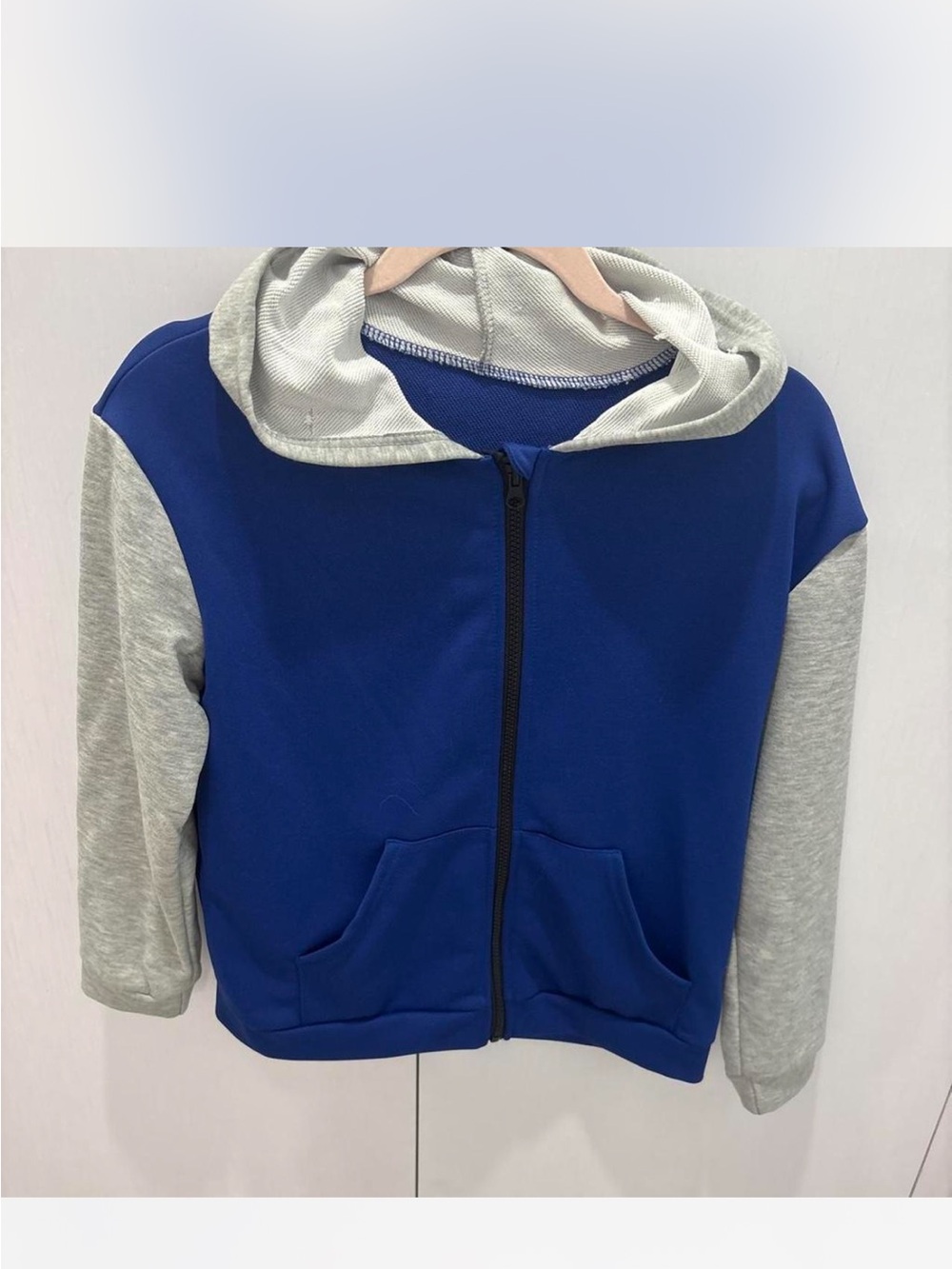 SHEIN Blue and Gray Kids Zip-Up Hoodie